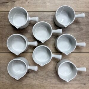 Pillivuyt France White Porcelain White Individual Sauce Handled Spout Set 8 4oz